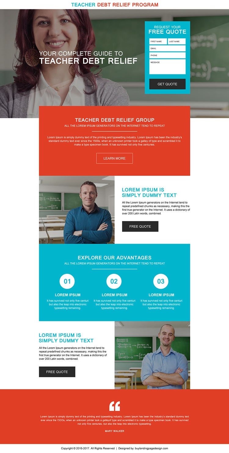 responsive teachers debt relief program landing page