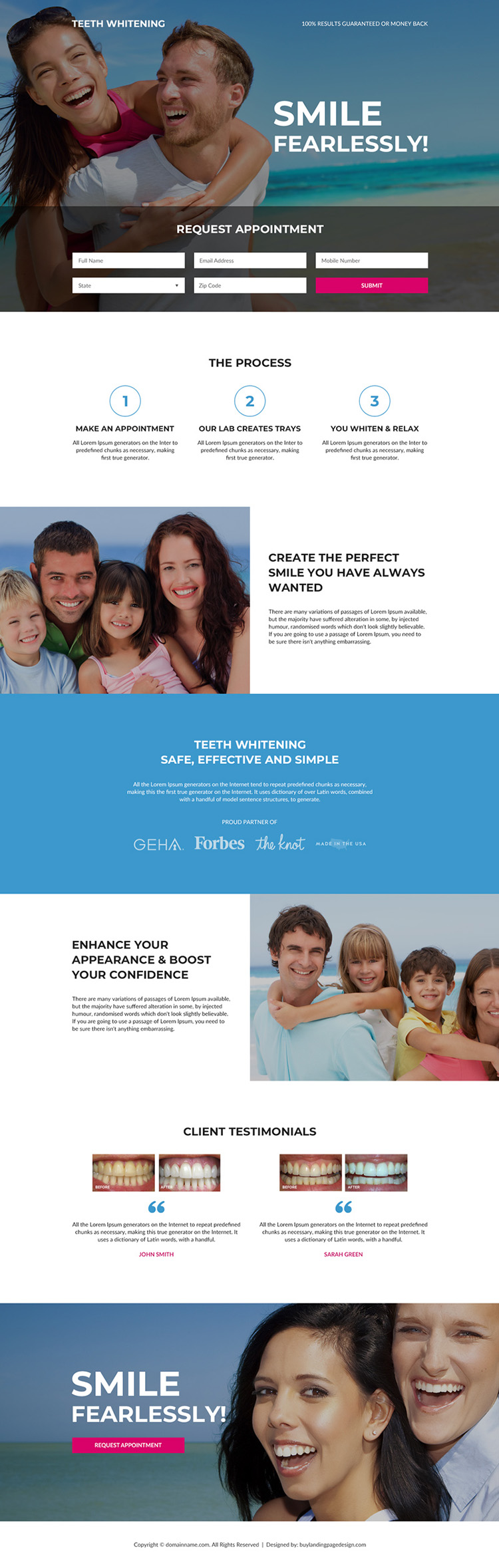 teeth whitening treatment responsive landing page design