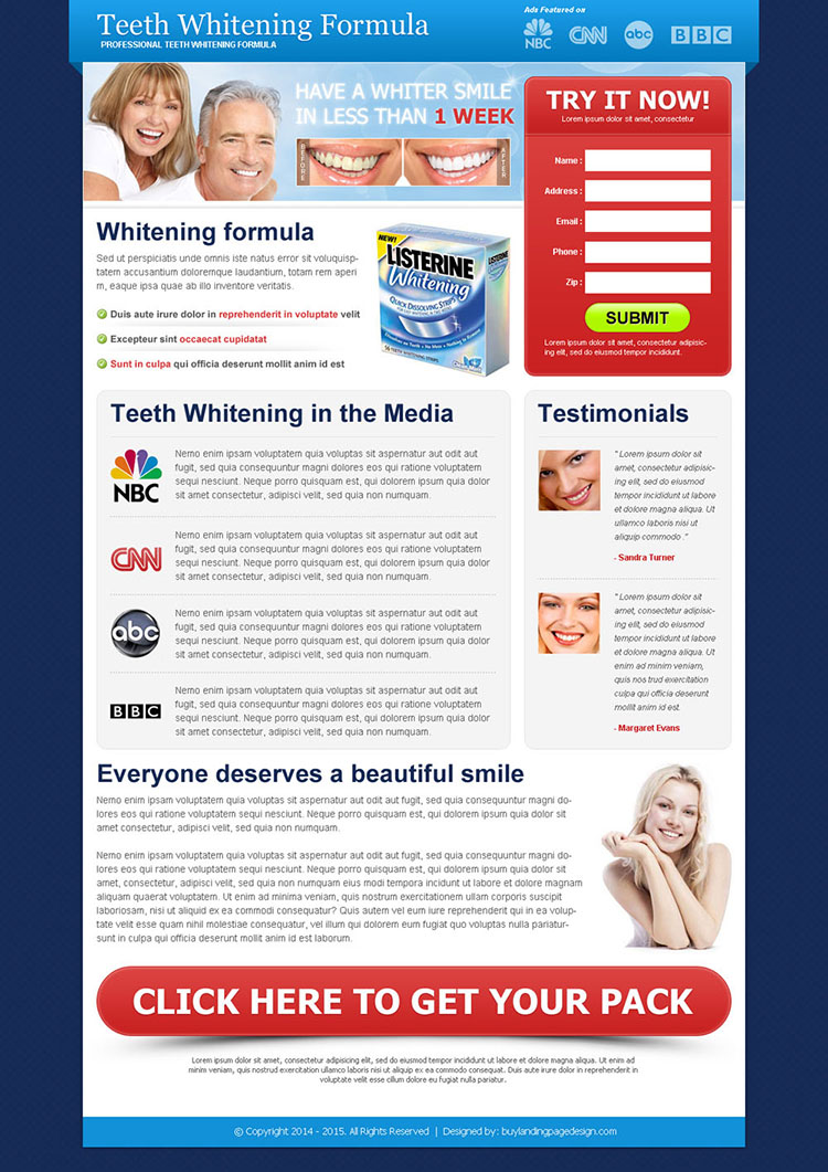 teeth whitening formula lead capture user friendly and effective squeeze page design