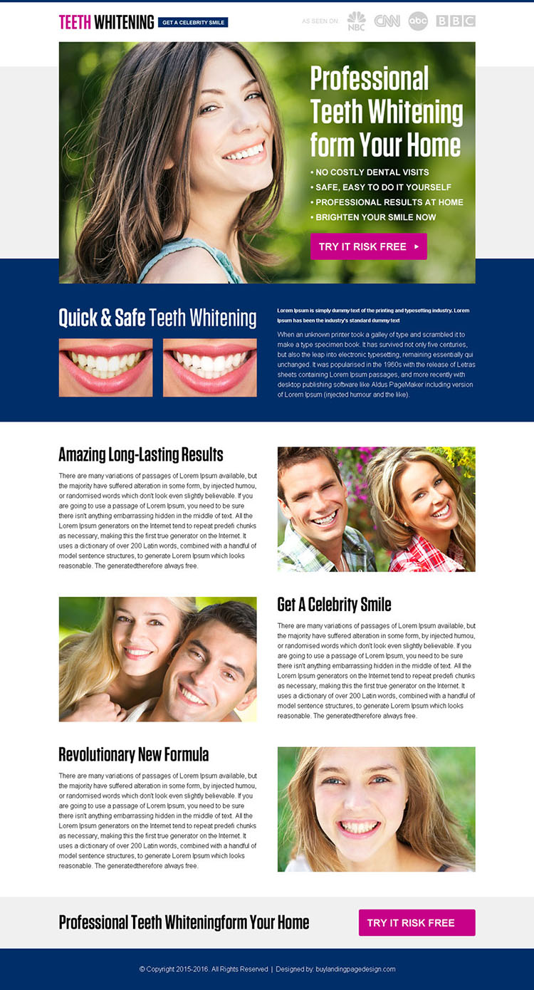 teeth whitening ppc landing page design template