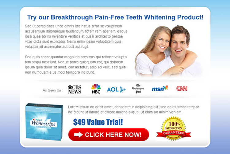 converting and clean teeth whitening ppv landing page design template