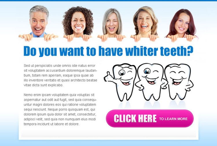 want to have whiter teeth call to action attractive and appealing ppv landing page design