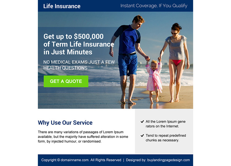 life insurance coverage quote ppv landing page