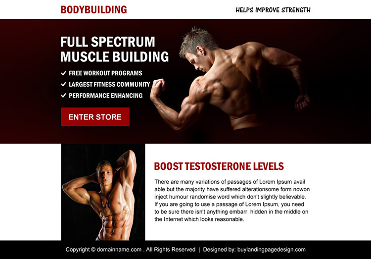 muscle building minimal ppv landing page design