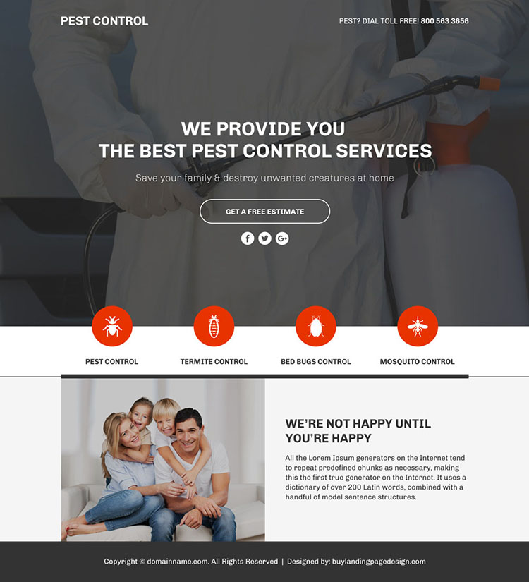 pest control service responsive funnel page design