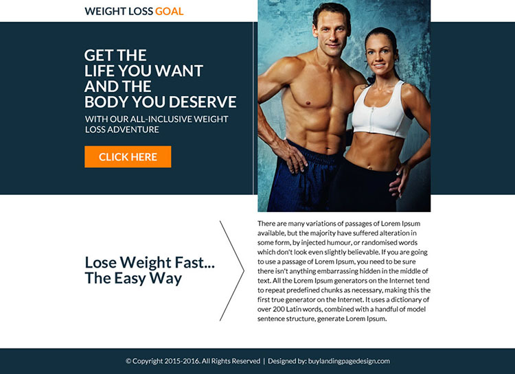 weight loss goal call to action ppv landing page