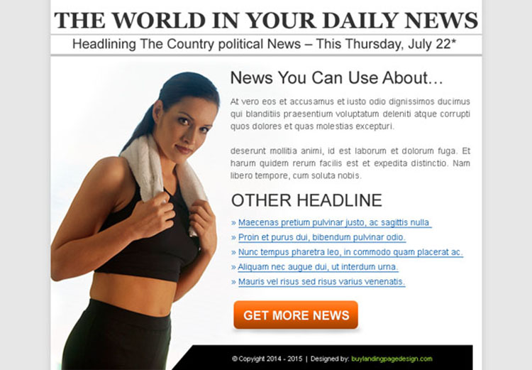 the world daily news clean and effective ppv landing page