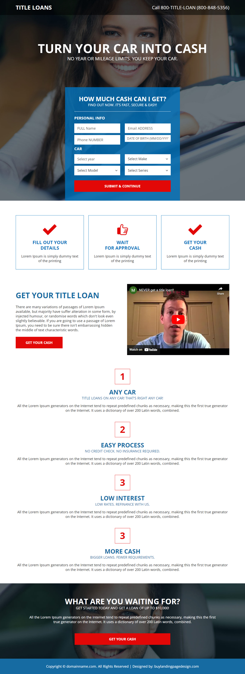 title loan lead capture landing page