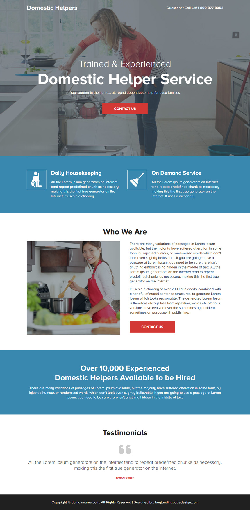 domestic helpers responsive lead capture page