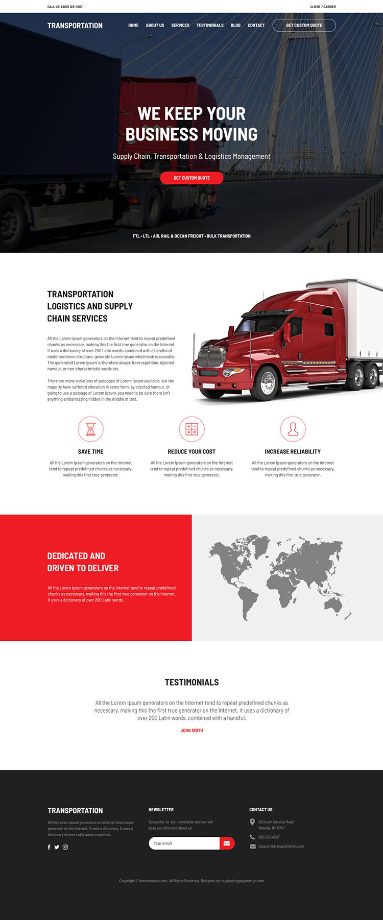 transportation and logistics management service website design