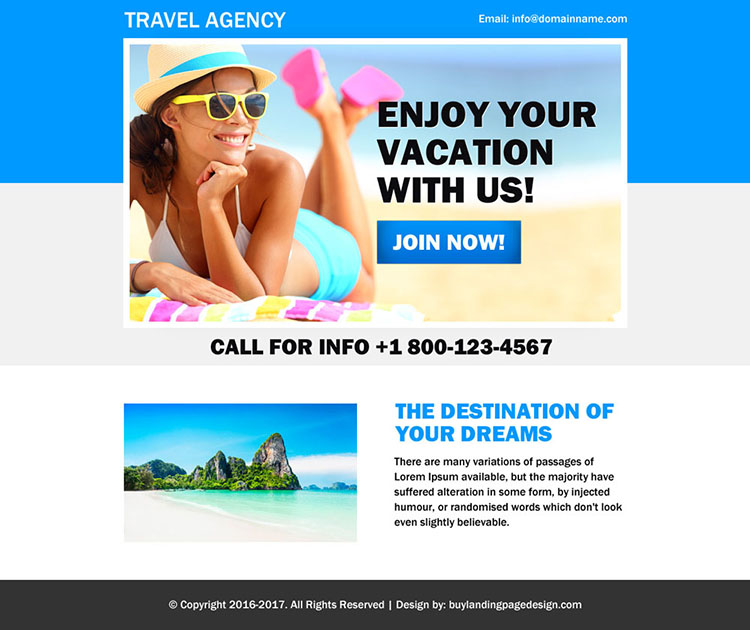 effective travel agency ppv landing page design