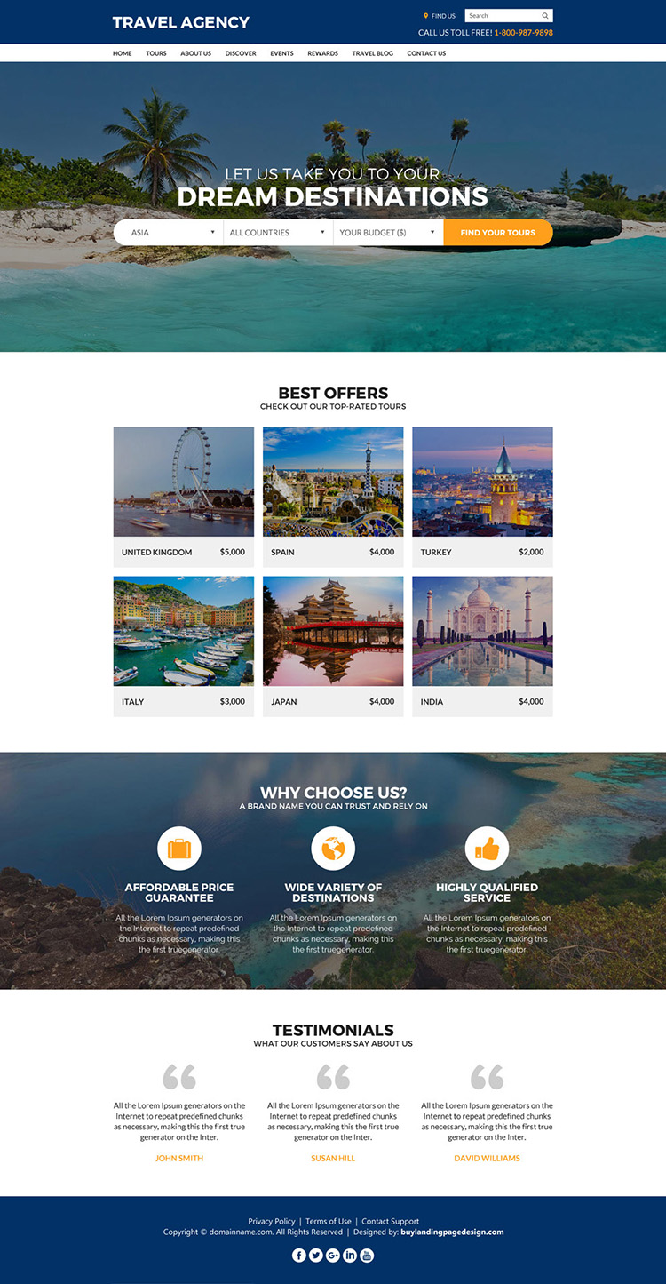 travel agency best converting responsive website design