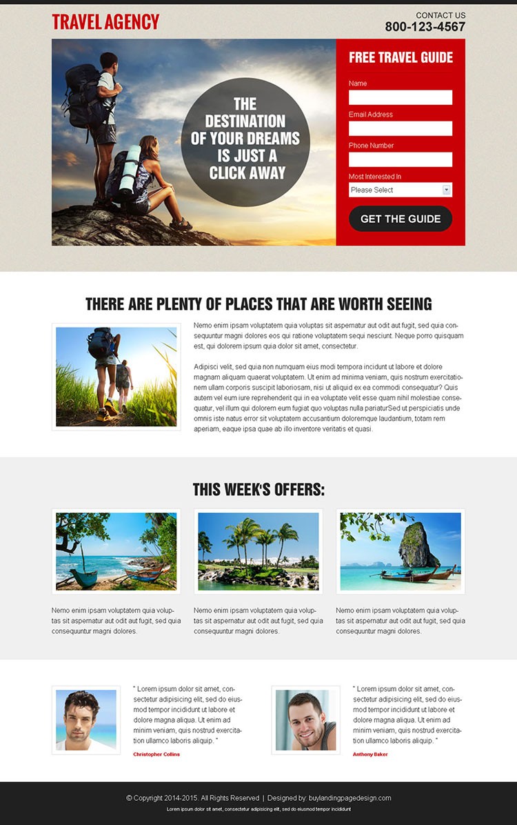 best lead capture responsive landing page design for travel agency