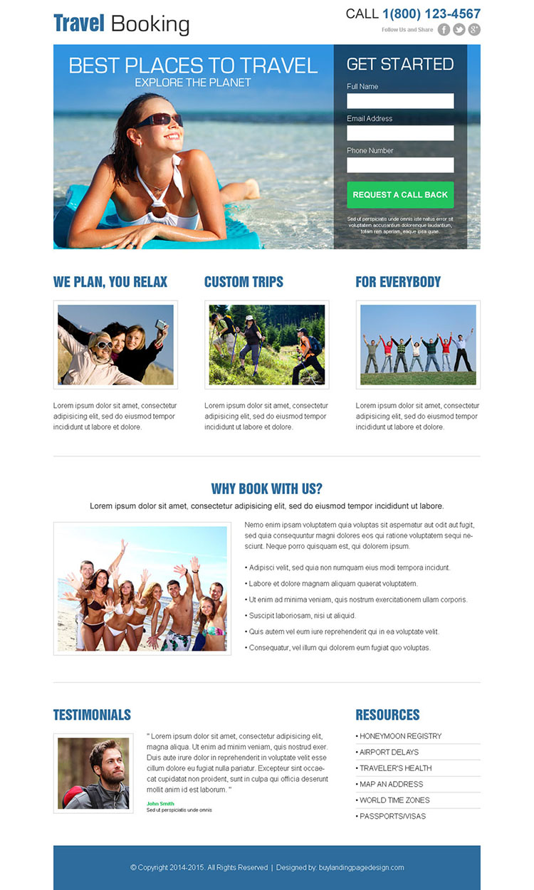 online travel booking lead capture responsive landing pages to increase your travel business leads