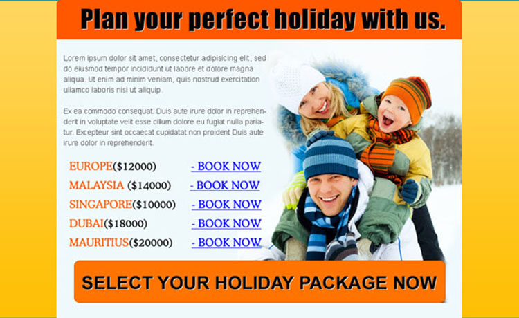 travel call to action ppv landing page design template
