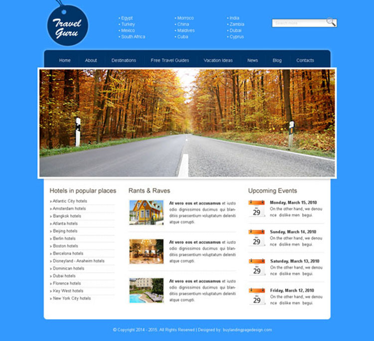 travel guru simple yet converting website template design psd