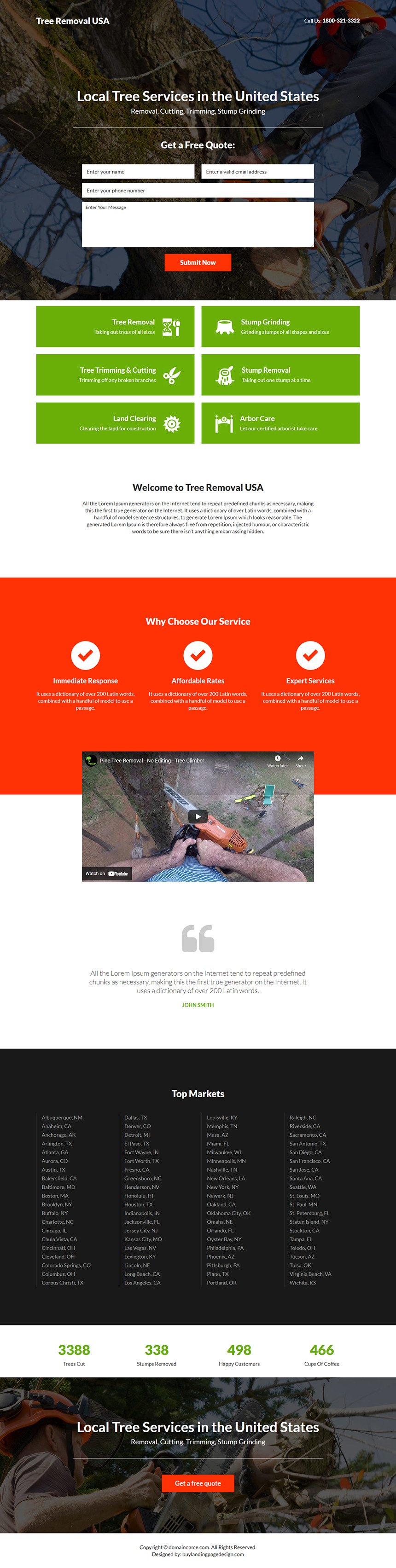 tree cutting and removal services landing page