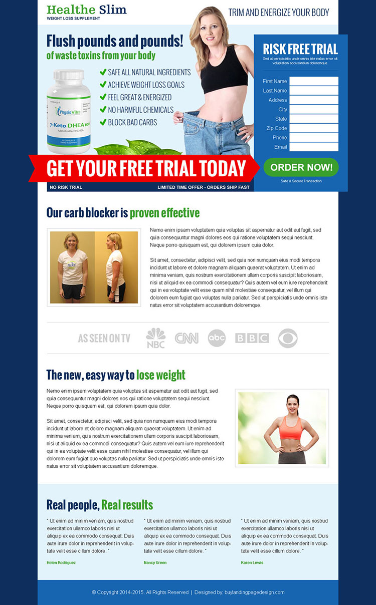 weight loss supplement free trial effective html landing page design