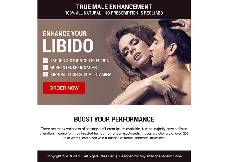 natural male enhancement ppv landing page design