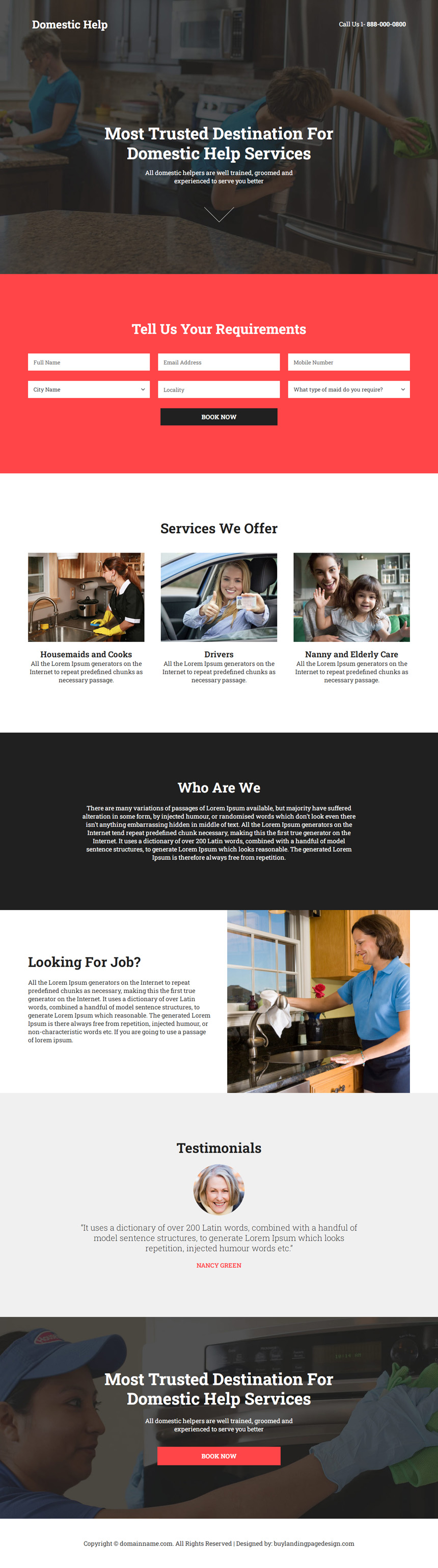 trusted domestic help services responsive landing page