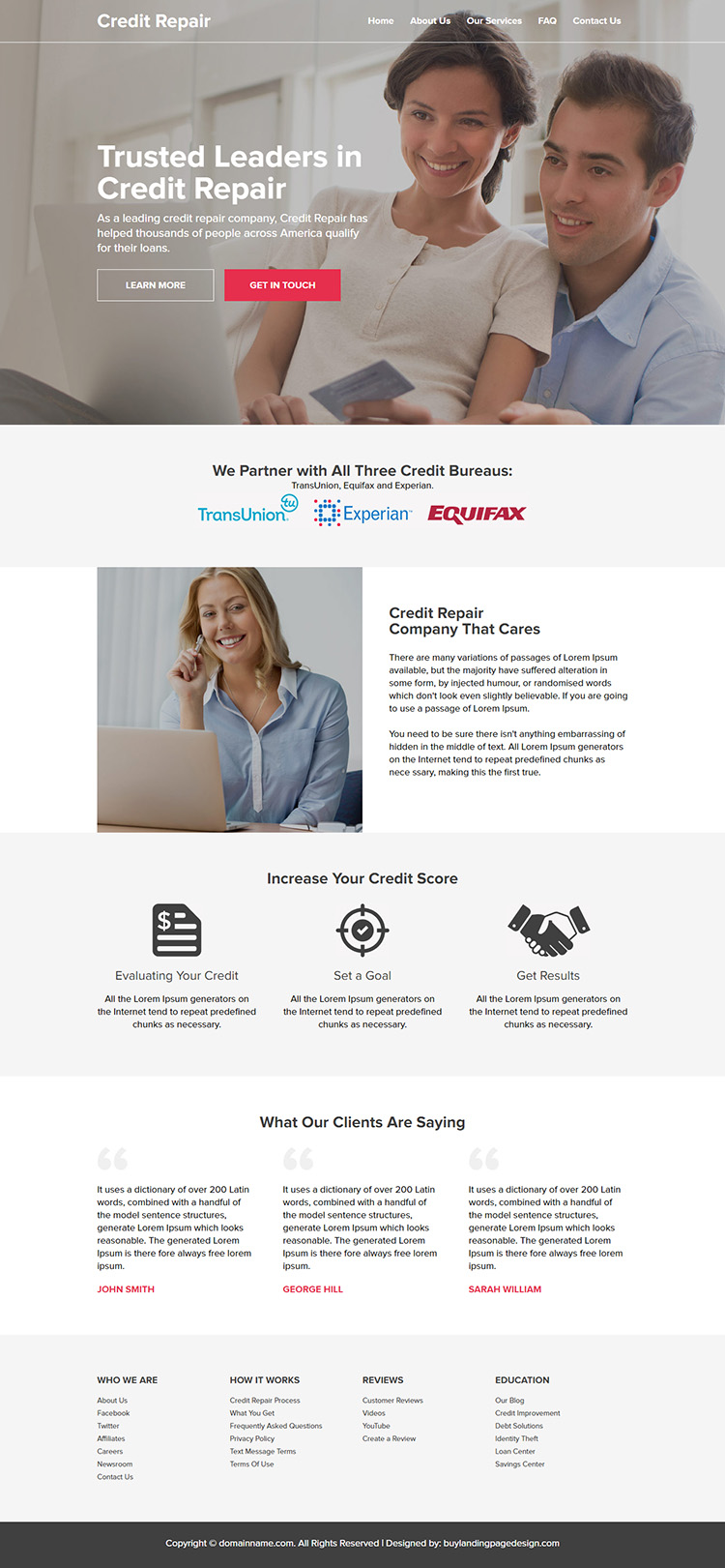 leading credit repair company responsive website design