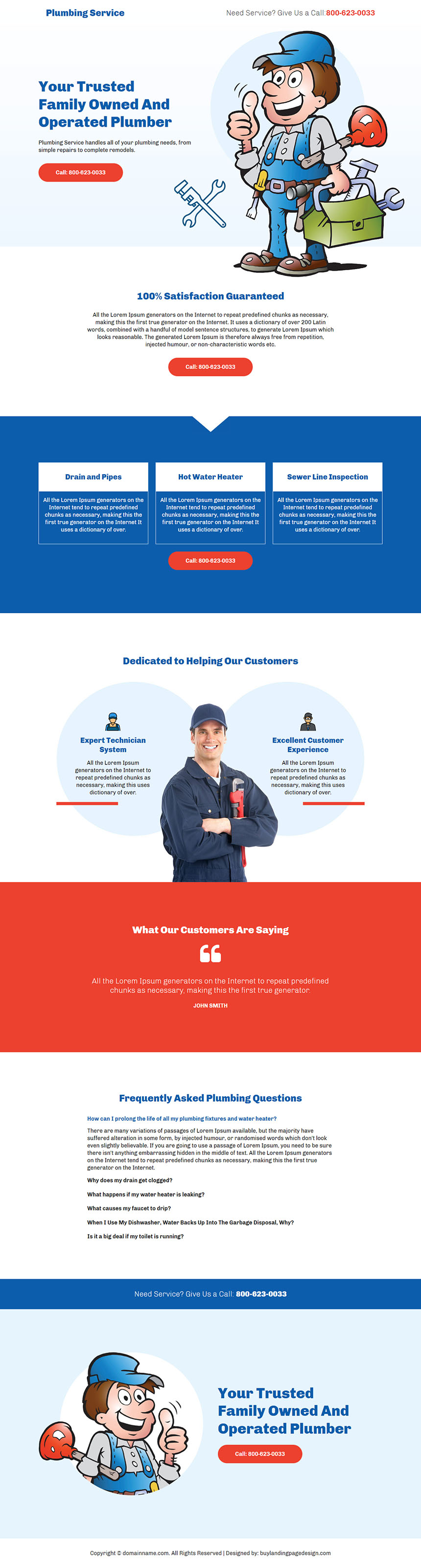 plumbing service lead capture responsive landing page