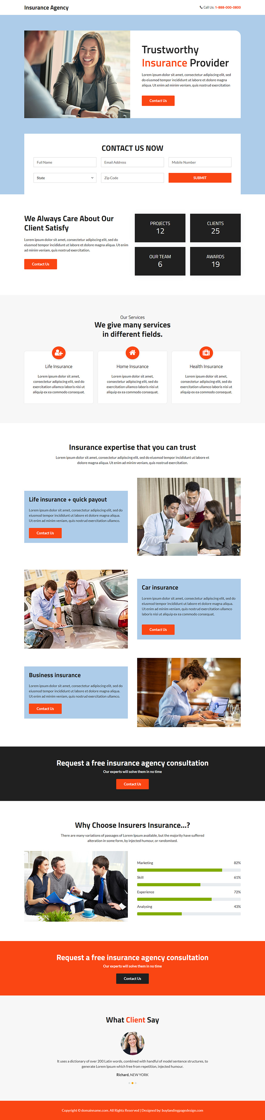 insurance agency lead capture responsive landing page