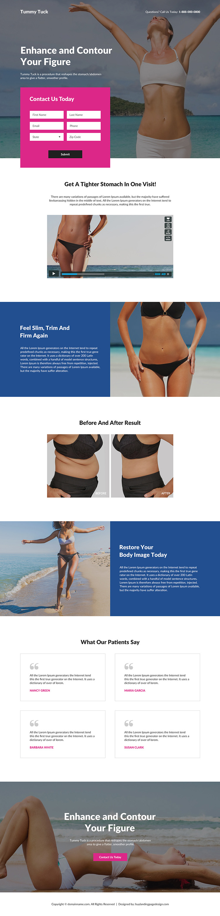 tummy tuck cosmetic surgery responsive landing page