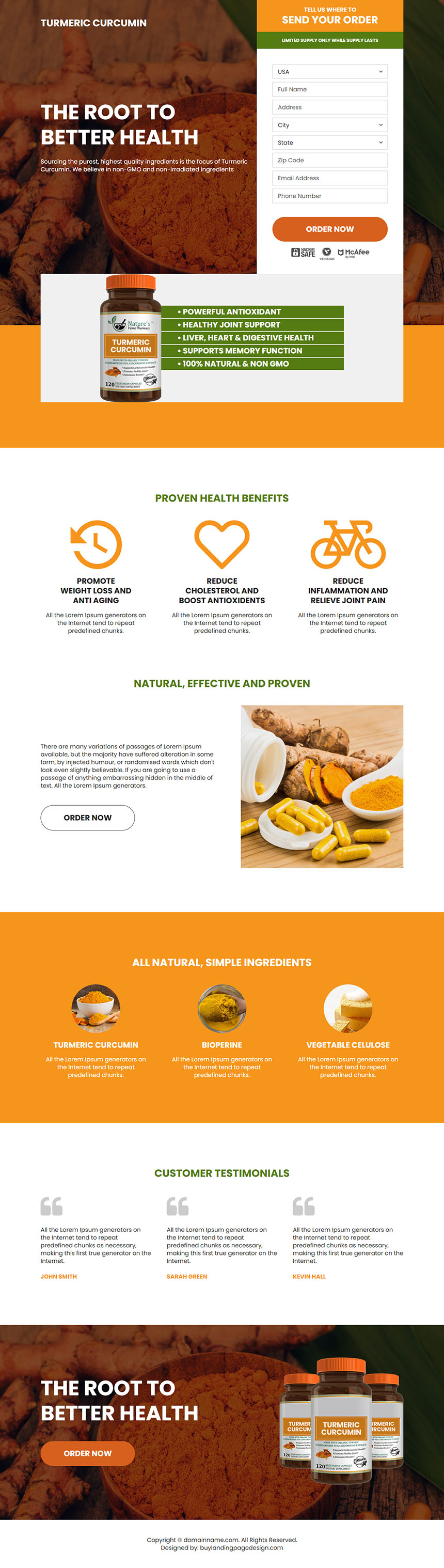 turmeric curcumin extract responsive landing page