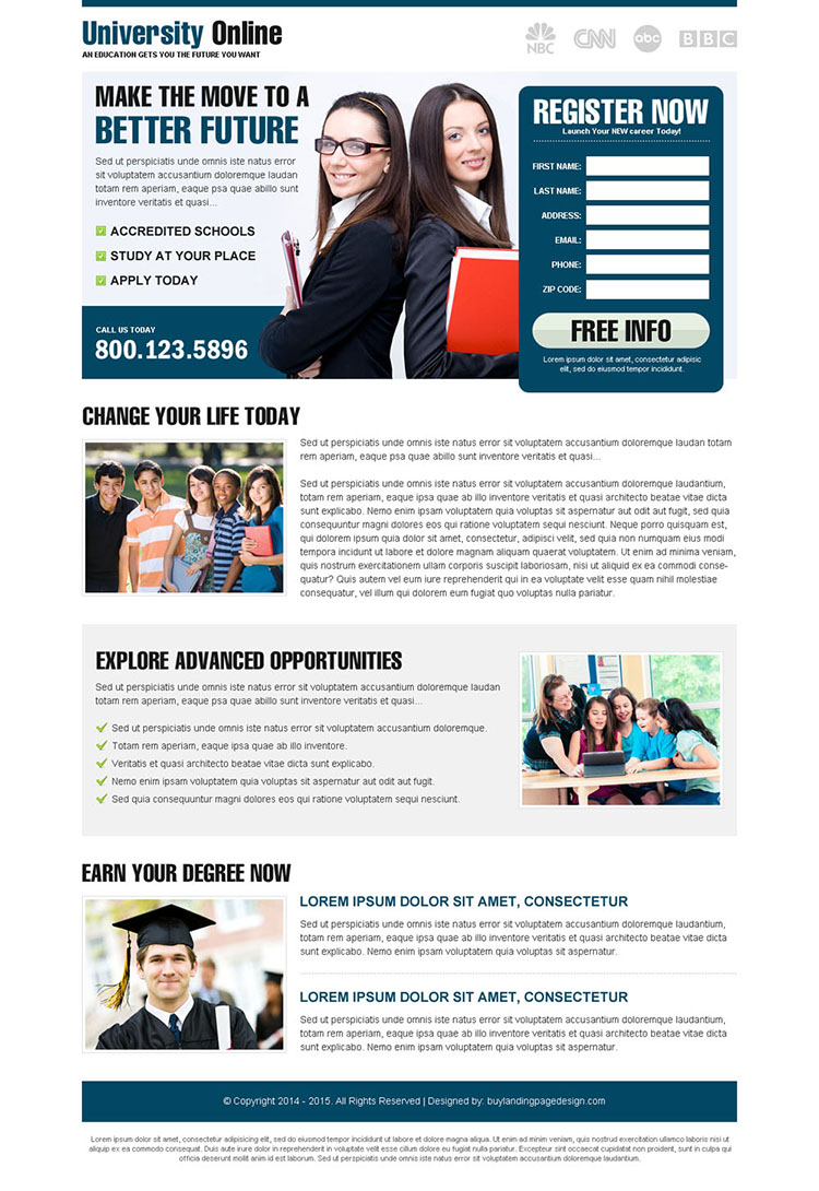 most appealing and converting lead gen landing page for education to get you higher conversion