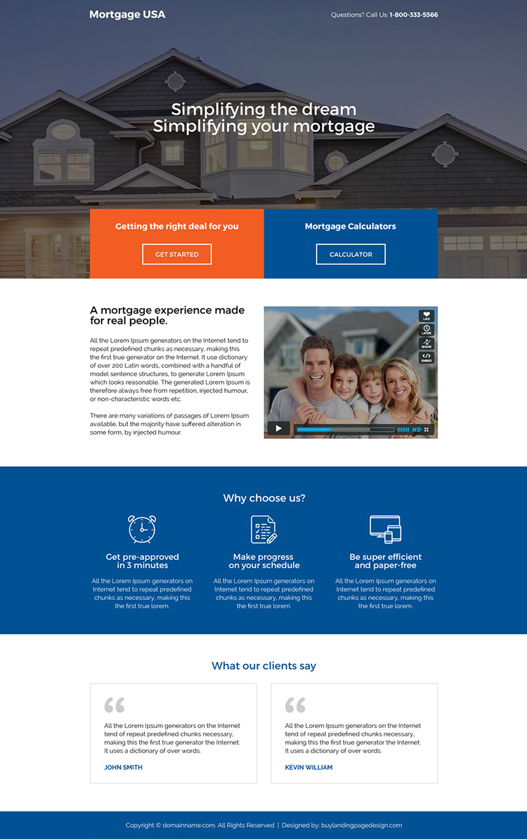 responsive usa mortgage deals landing page design