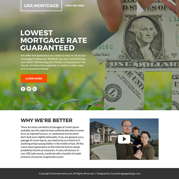 lowest mortgage rates lead funnel responsive landing page design