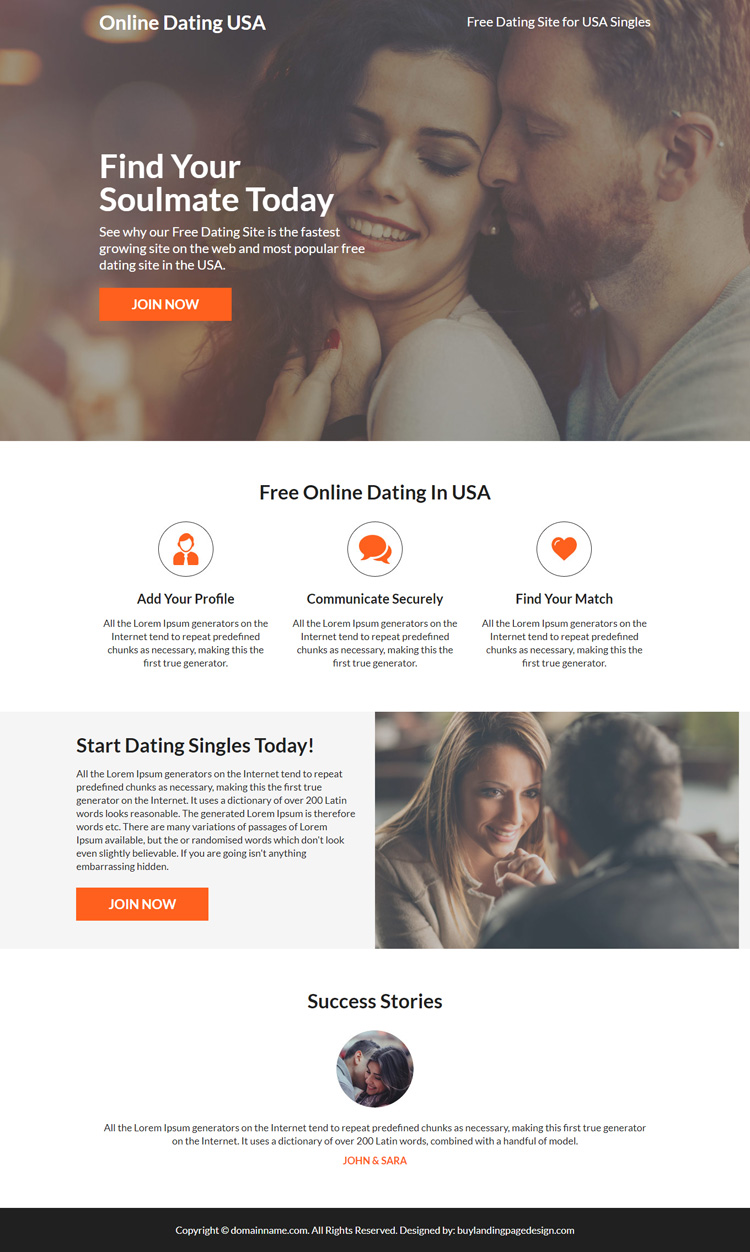 free online dating responsive landing page