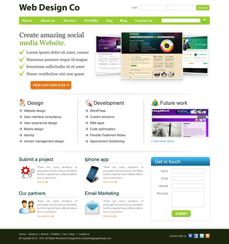 clean and professional web design company website template design psd