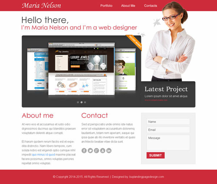 web designer personal portfolio website template design psd