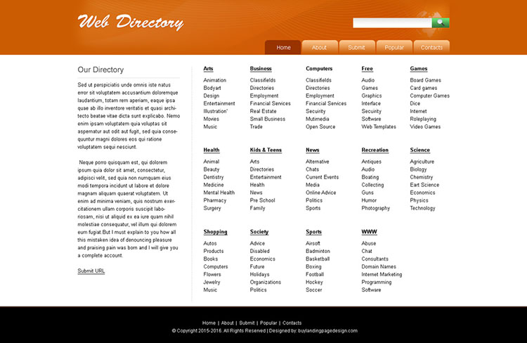 website directory template design psd for sale