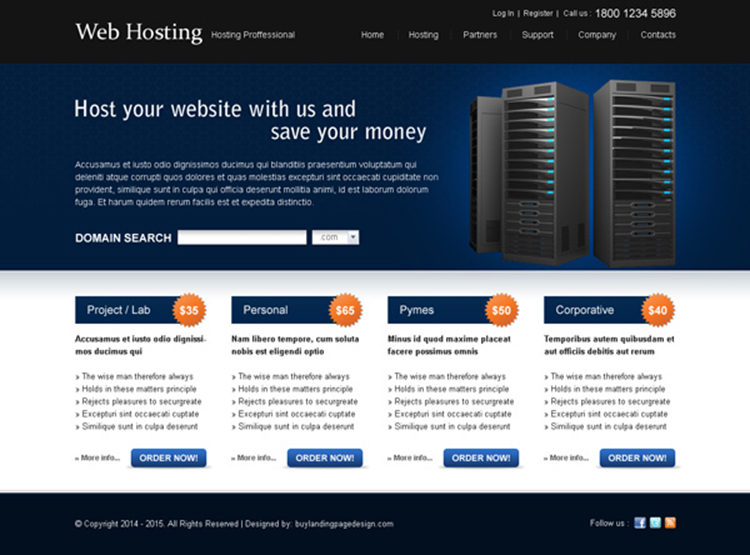 host your website and save your money effective website template design psd
