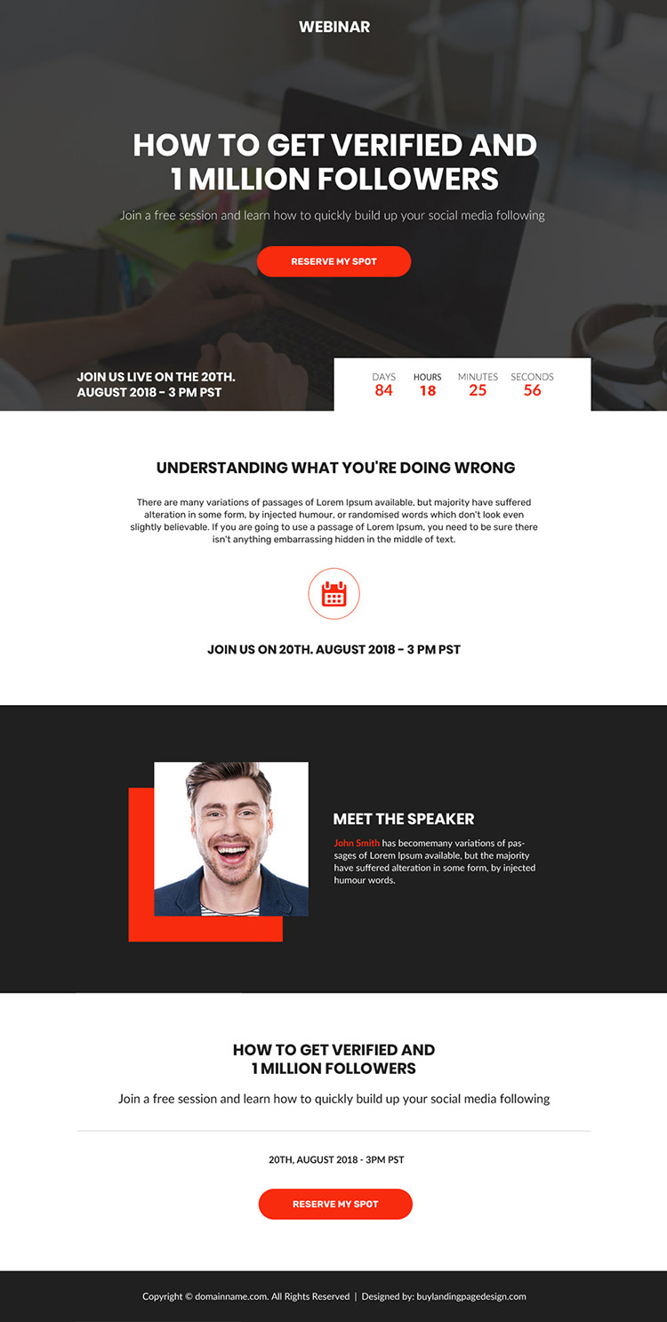 modern sign up capturing webinar responsive landing page