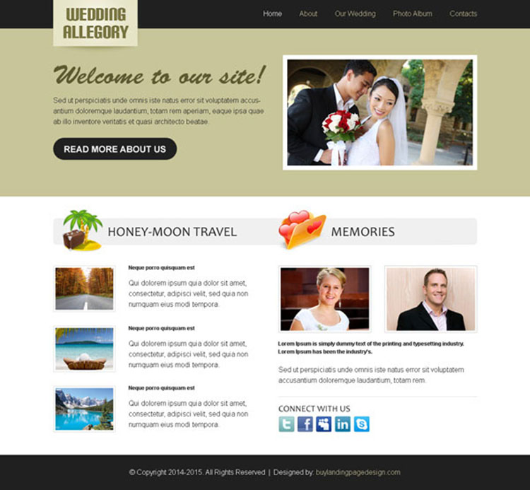 wedding clean and converting website template design psd