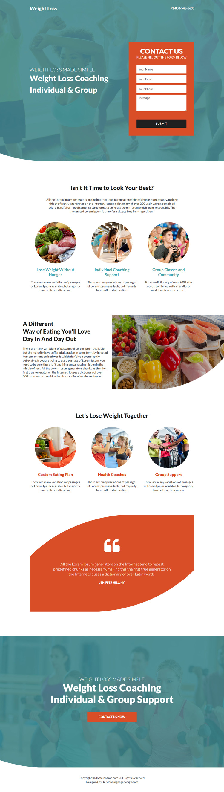weight loss coach responsive landing page