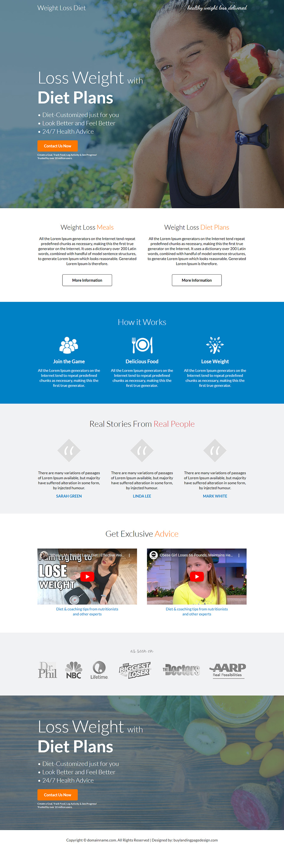 weight loss diet plan responsive landing page