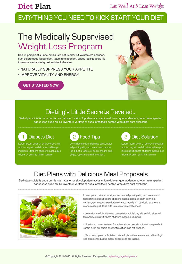 medically supervised weight loss program CTA clean html lander design