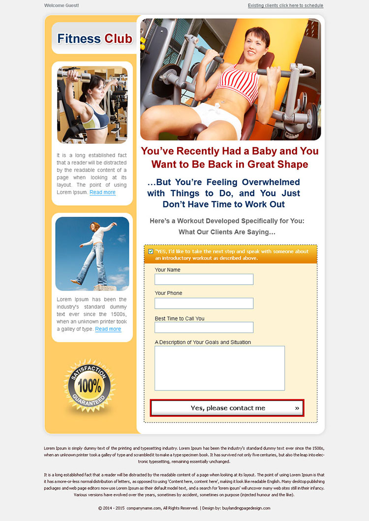 weight loss lead capture landing page