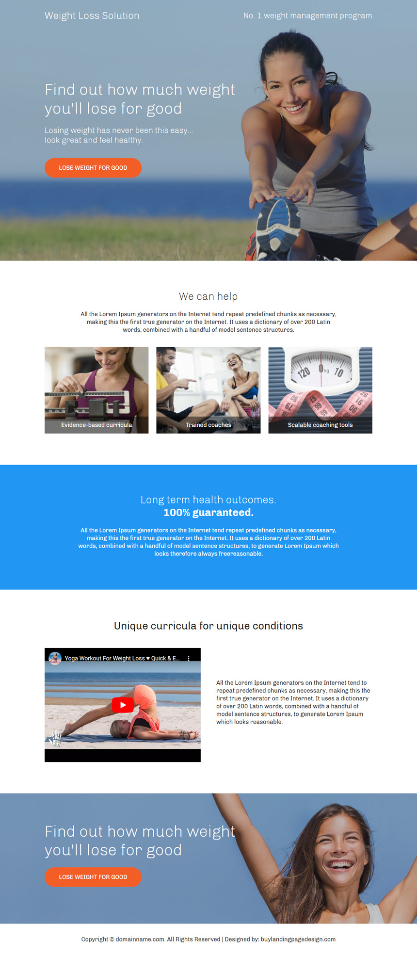 weight loss solution lead capture landing page