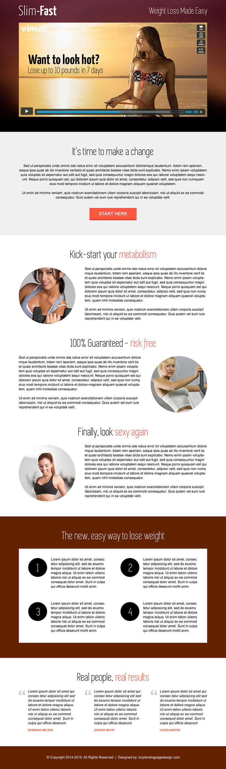 weight loss business service video landing page design template