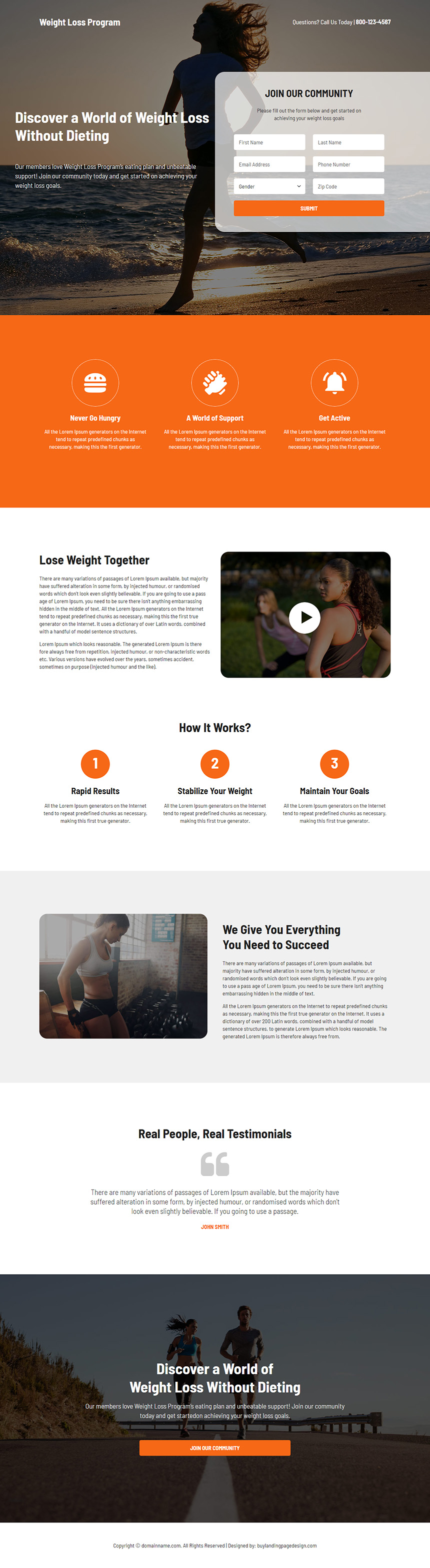weight loss program lead capture landing page