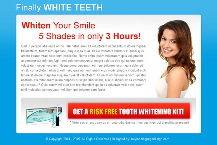 whiten your smile attractive call to action ppv landing page design template