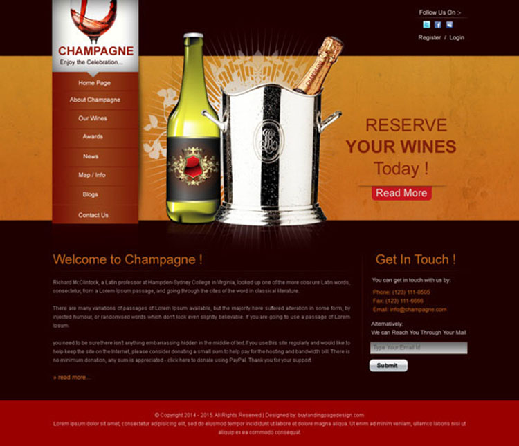 simple website design psd for wine store introductory page