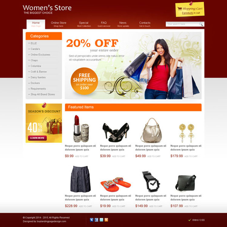women fashion store effective and converting website template design psd