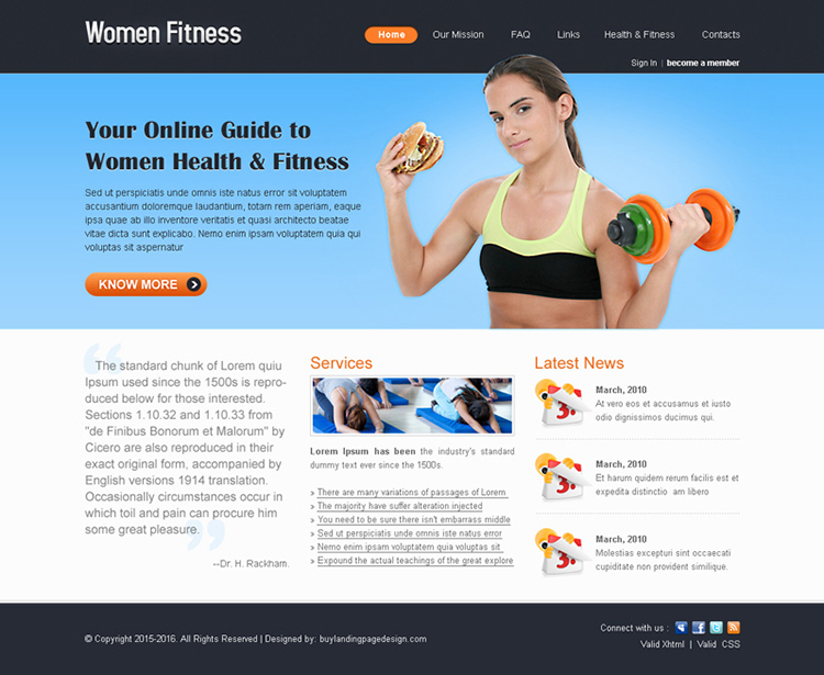 women fitness minimal website template design psd for sale